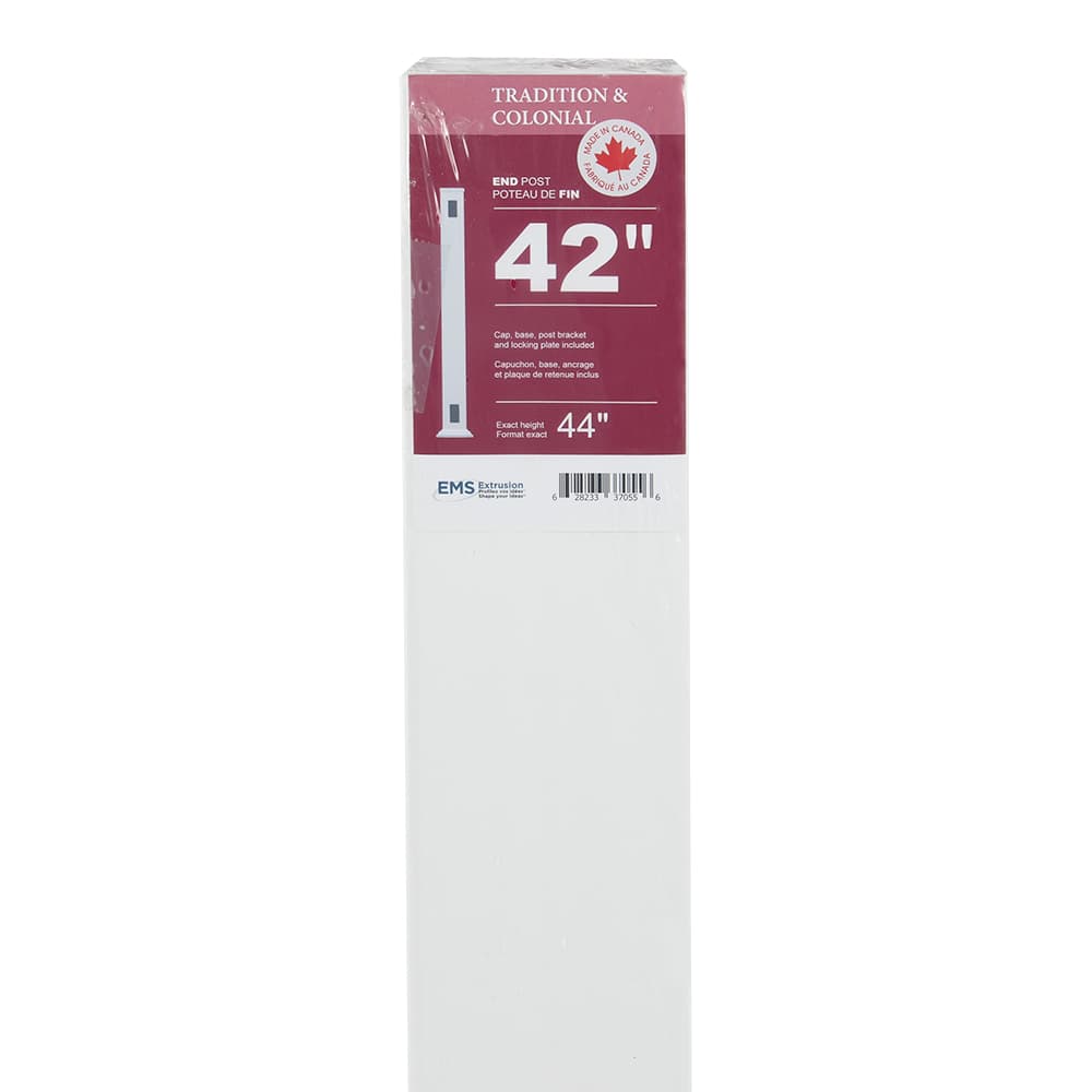 Poteau de fin pour rampe en PVC 44&nbsp;po