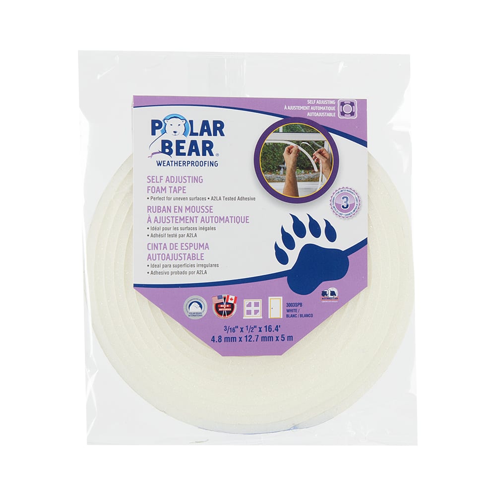 Ruban coupe-froid en mousse 3/16&nbsp;po x 1/2 po x 16,4 pi