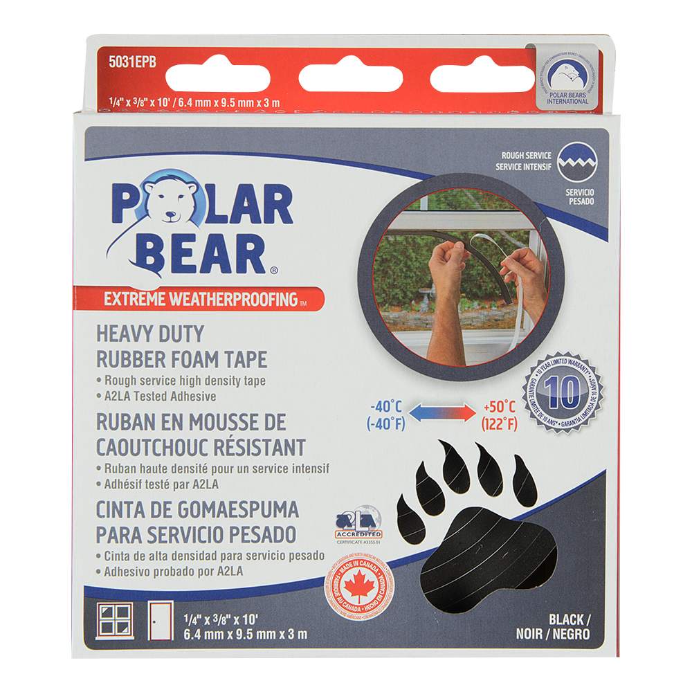 Ruban coupe-froid en mousse 1/4 po x 3/8 po x 10 pi