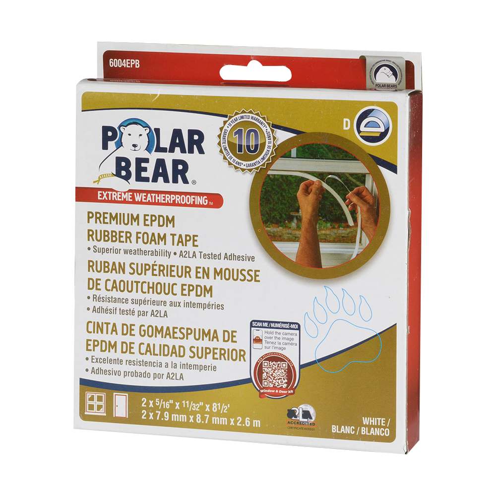 Ruban coupe-froid en mousse de caoutchouc EPDM 5/16 po x 11/32 po x 8 1/2 pi