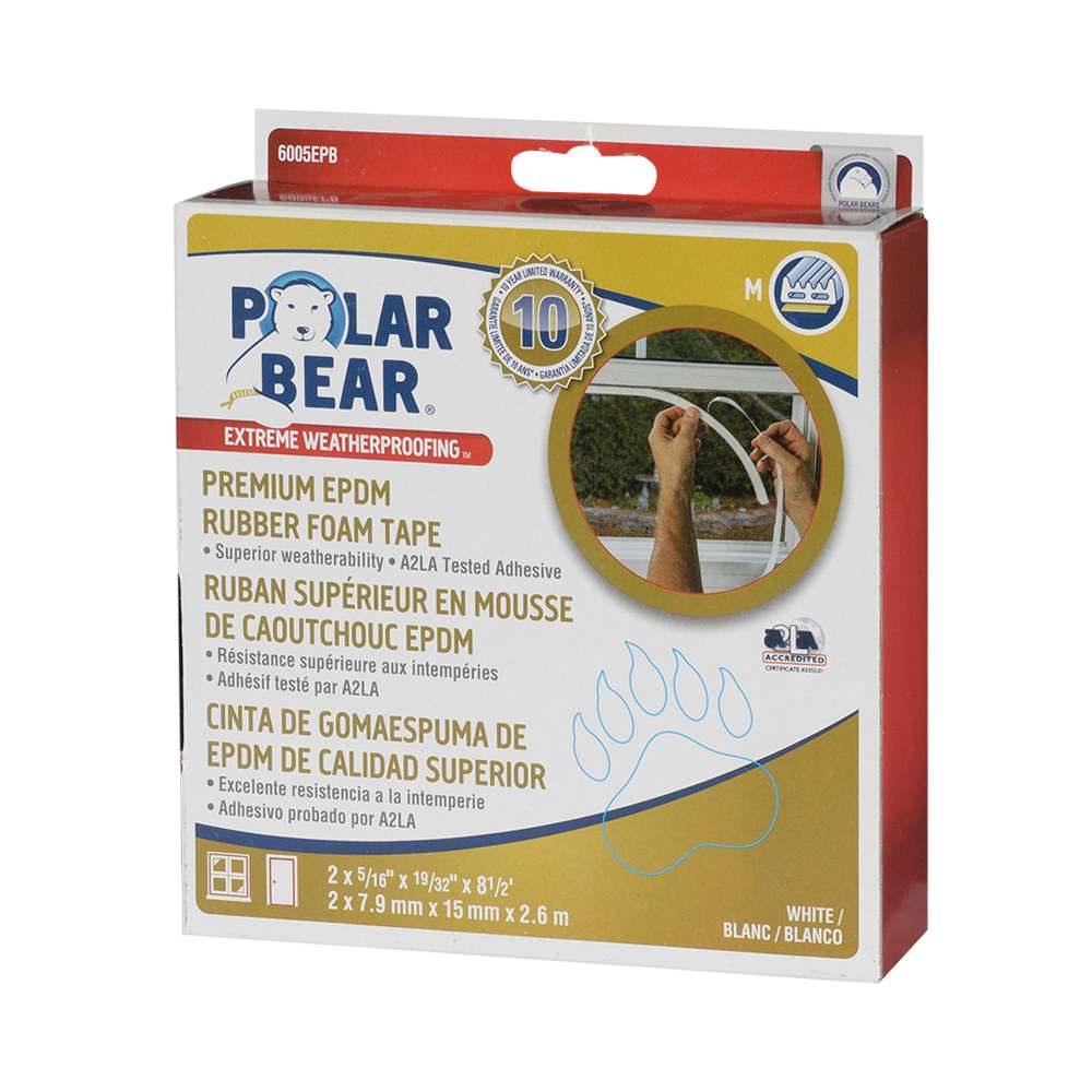 Ruban coupe-froid en mousse de caoutchouc EPDM 5/16 po x 19/32 po x 8 1/2 pi