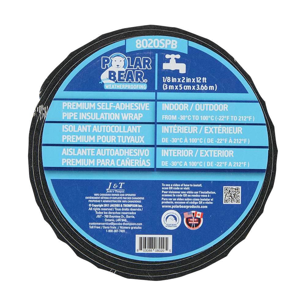 Isolant flexible pour tuyau 1/8&nbsp;po&nbsp;x&nbsp;2&nbsp;po&nbsp;x&nbsp;12&nbsp;pi