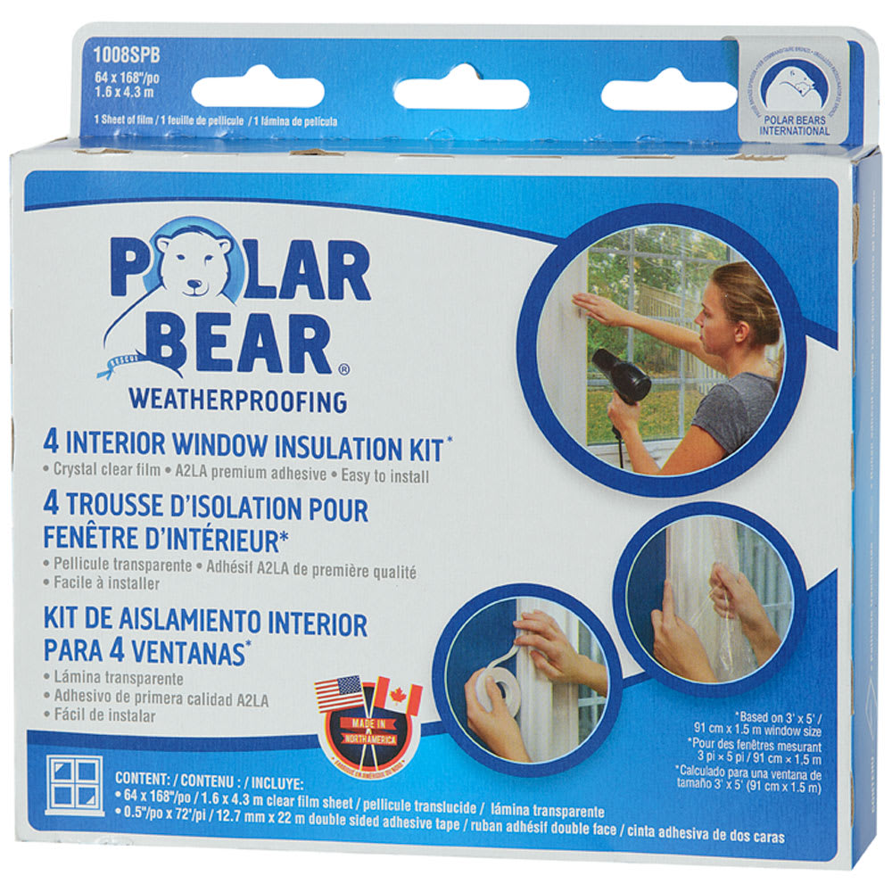 Ensemble de pellicule isolante pour fenêtres 64 po x 168 po