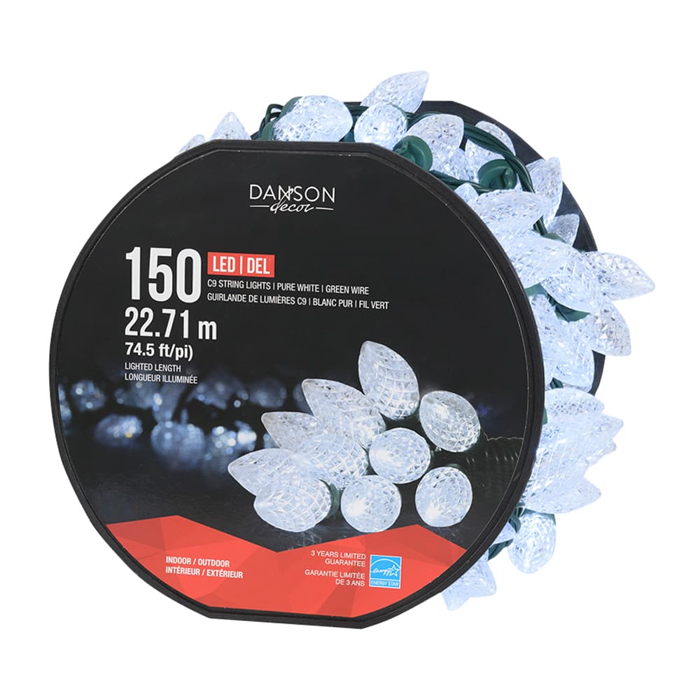 Jeu de 150 lumières DEL C9 blanc pur