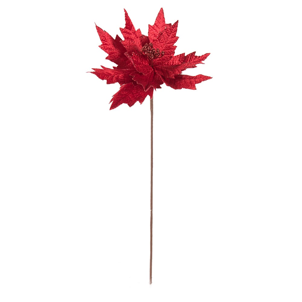 Pic décoratif poinsettia rouge 24 po