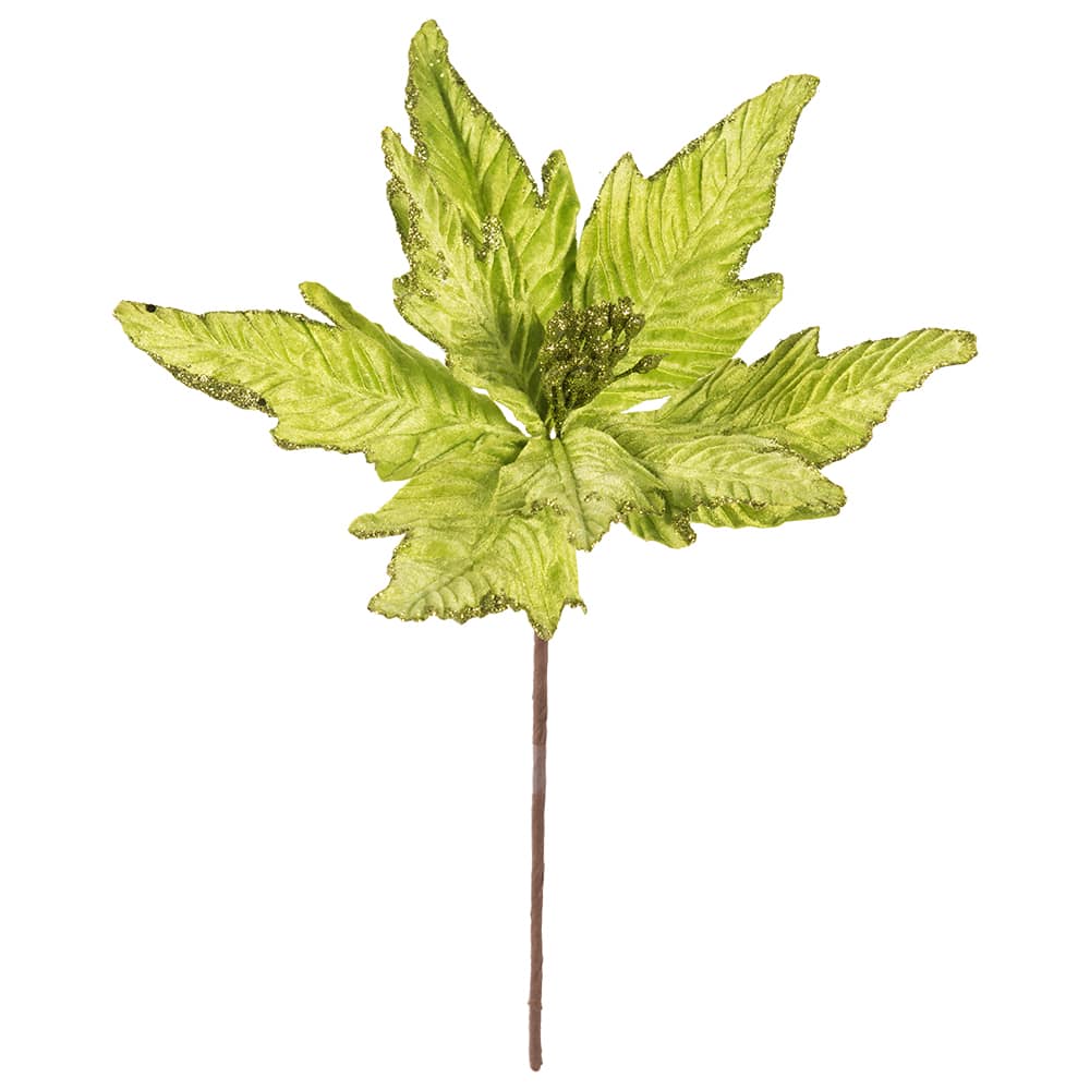 Pic décoratif poinsettia vert 8 po