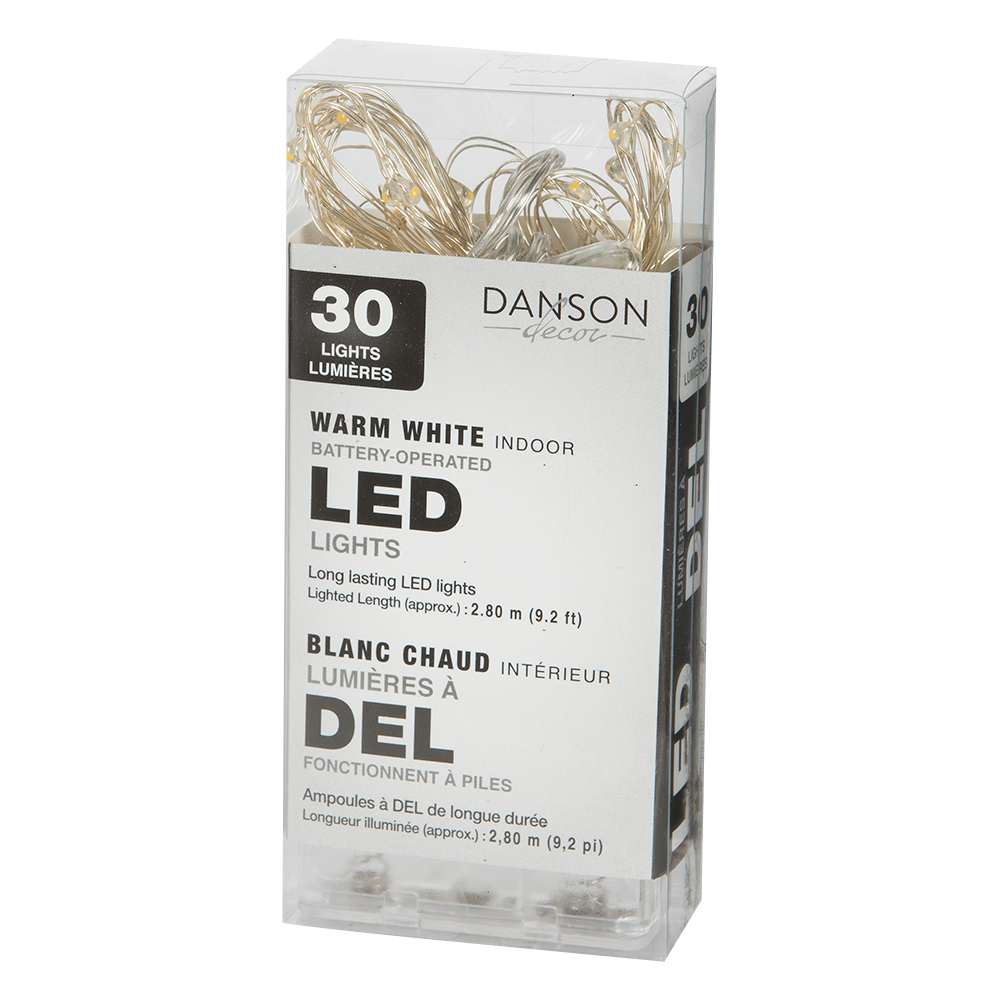 Jeu de 30 lumières DEL micro blanc chaud