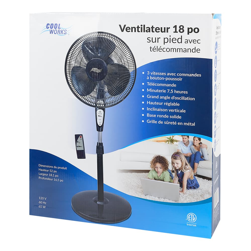 Pedestal Fan 18 in. 3 Speeds With Remote