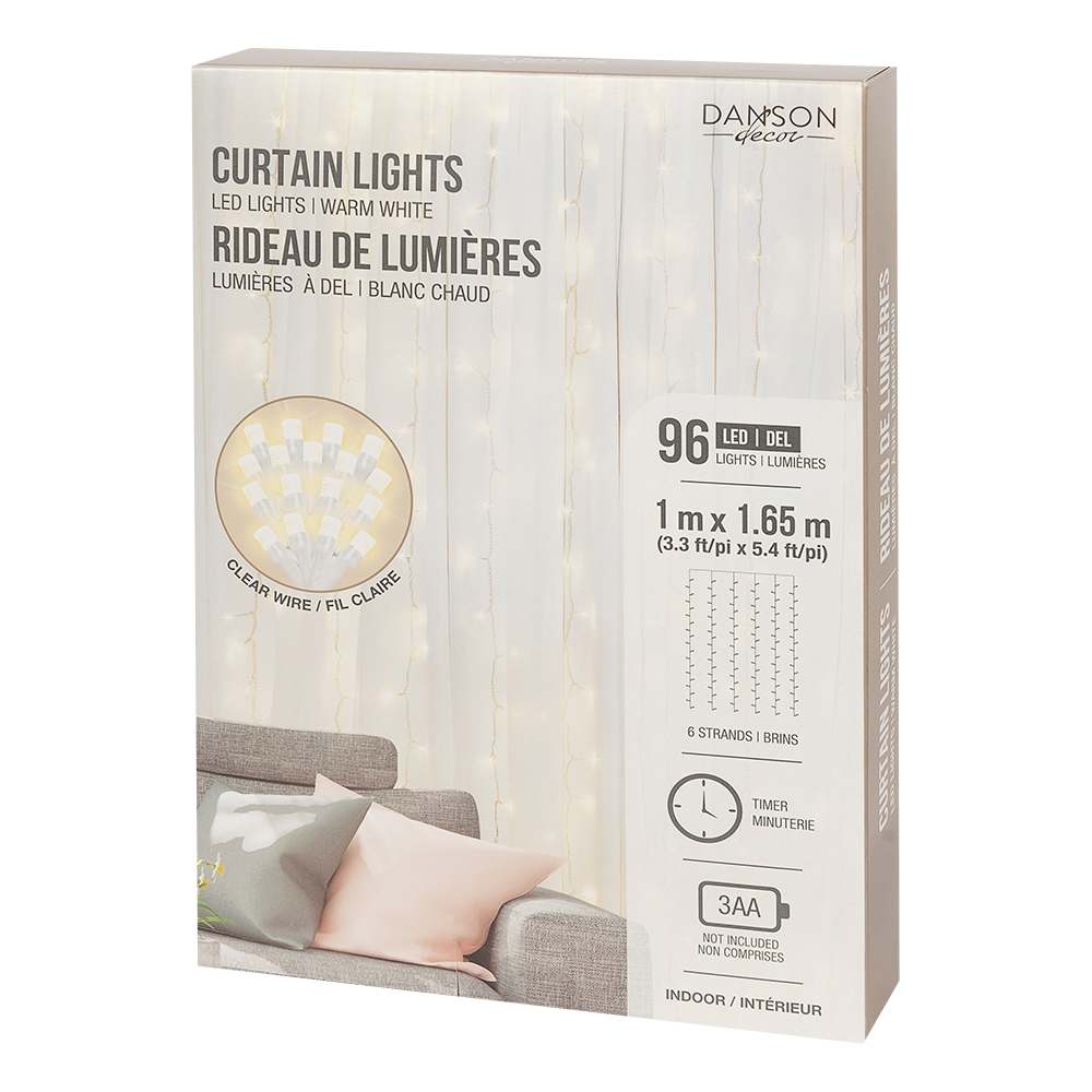 Rideau de lumières DEL blanc chaud