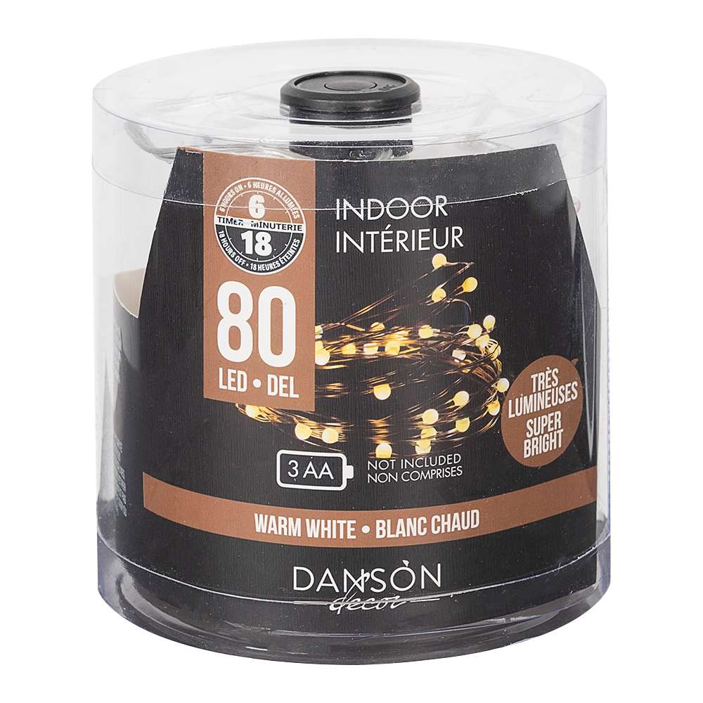 Jeu de 80 lumières micro DEL Blanc chaud