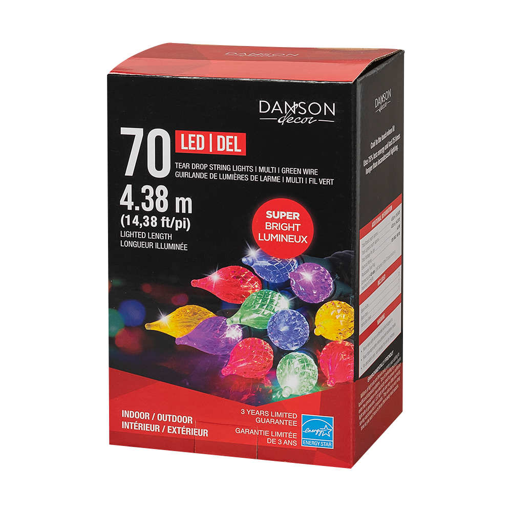 Jeu de 70 lumières DEL multicolore