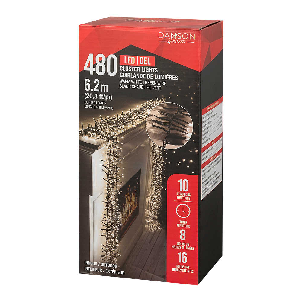 Guirlande de 480 lumières DEL blanc chaud