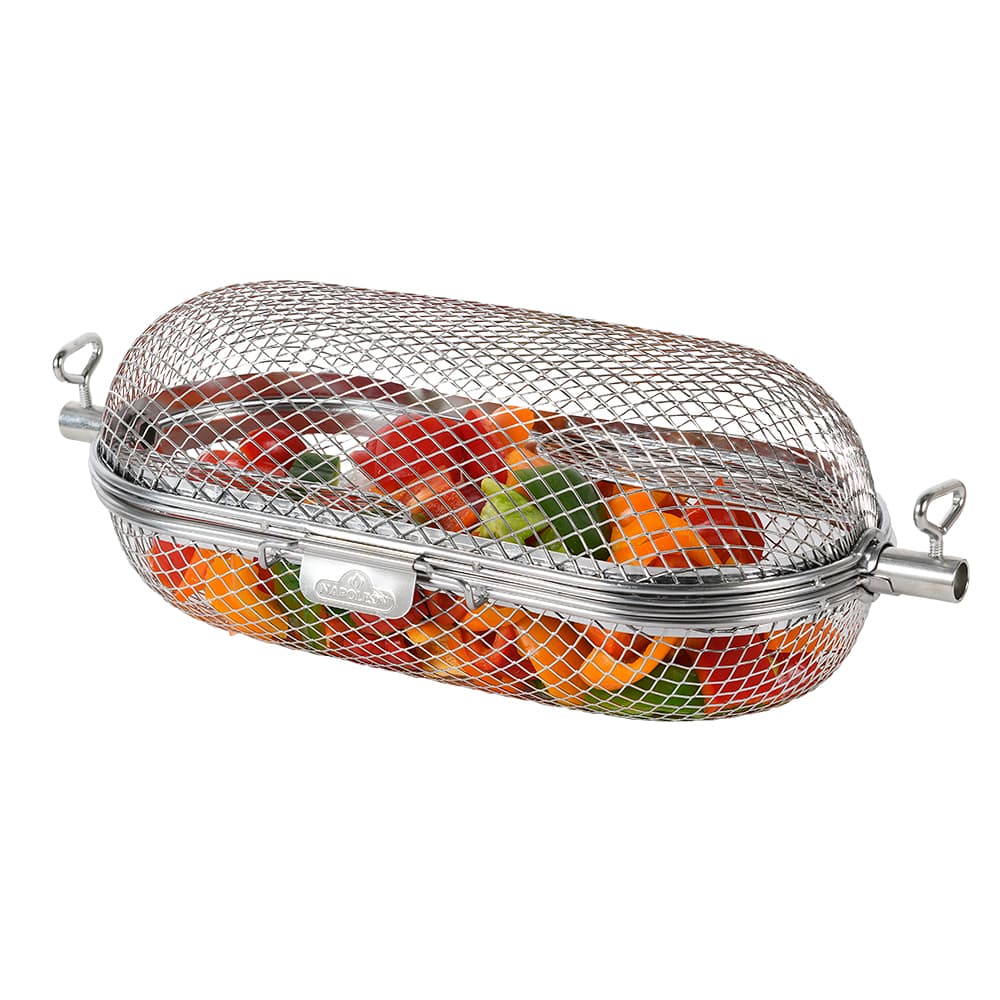 Panier à Barbecue Pour Broche Universel - Grille Pour Poulet, Légumes, Frites, Noix - Compatible Kamado