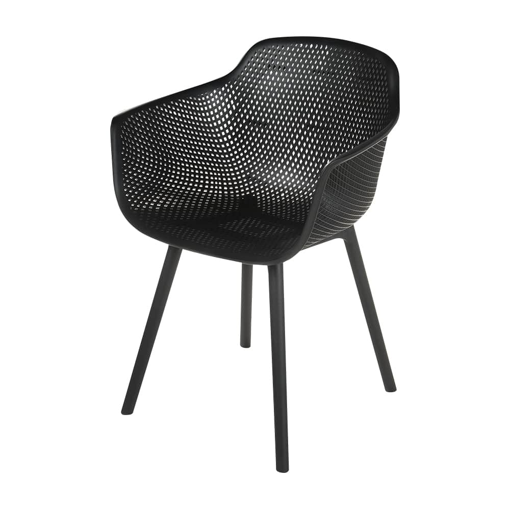 Chaise coquille avec accoudoirs en polypropylène noir VERTUO