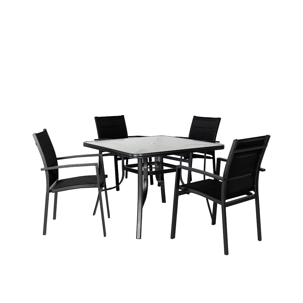 Table de jardin carrée en acier noire 40&nbsp;po VERTUO