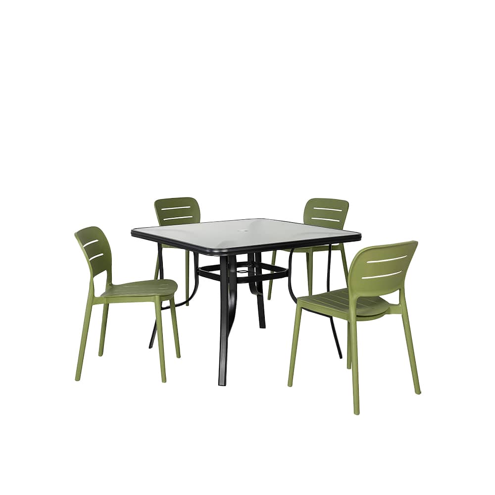 Table de jardin carrée en acier noire 40&nbsp;po VERTUO