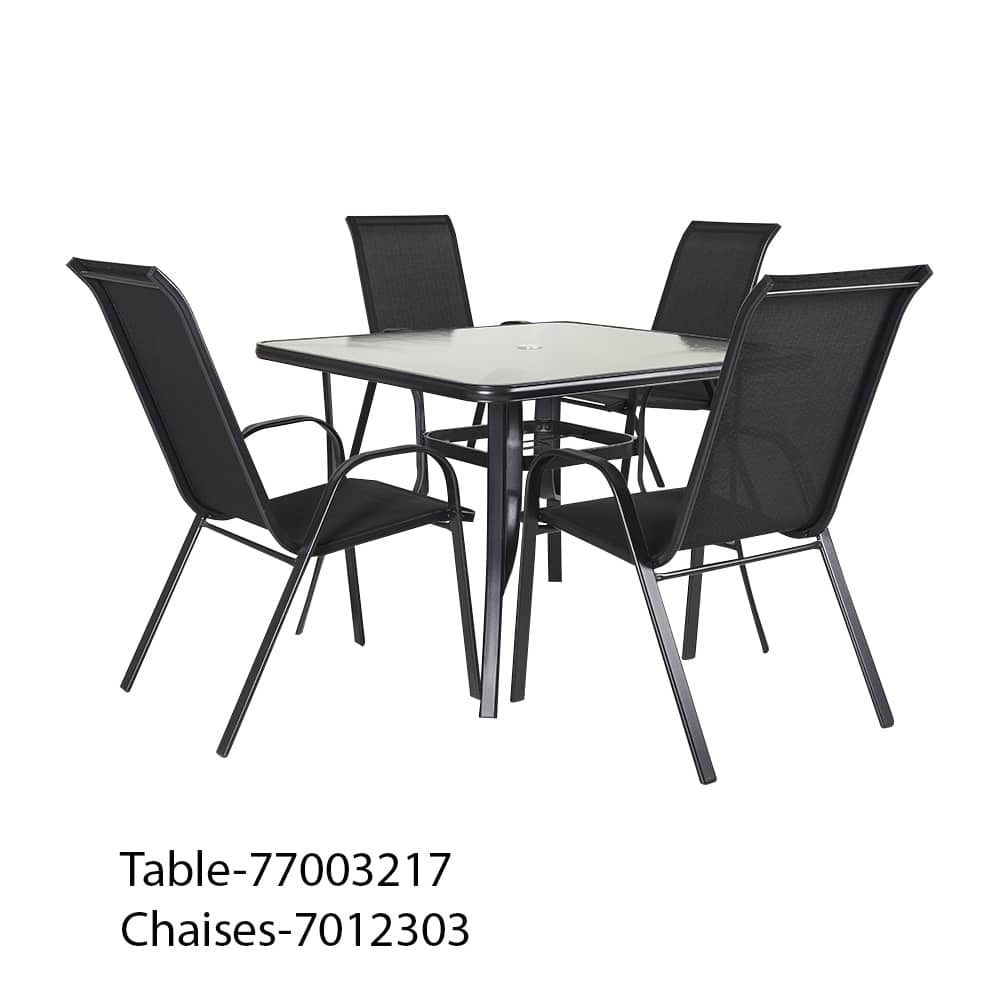 Table de jardin carrée en acier noire 40&nbsp;po VERTUO