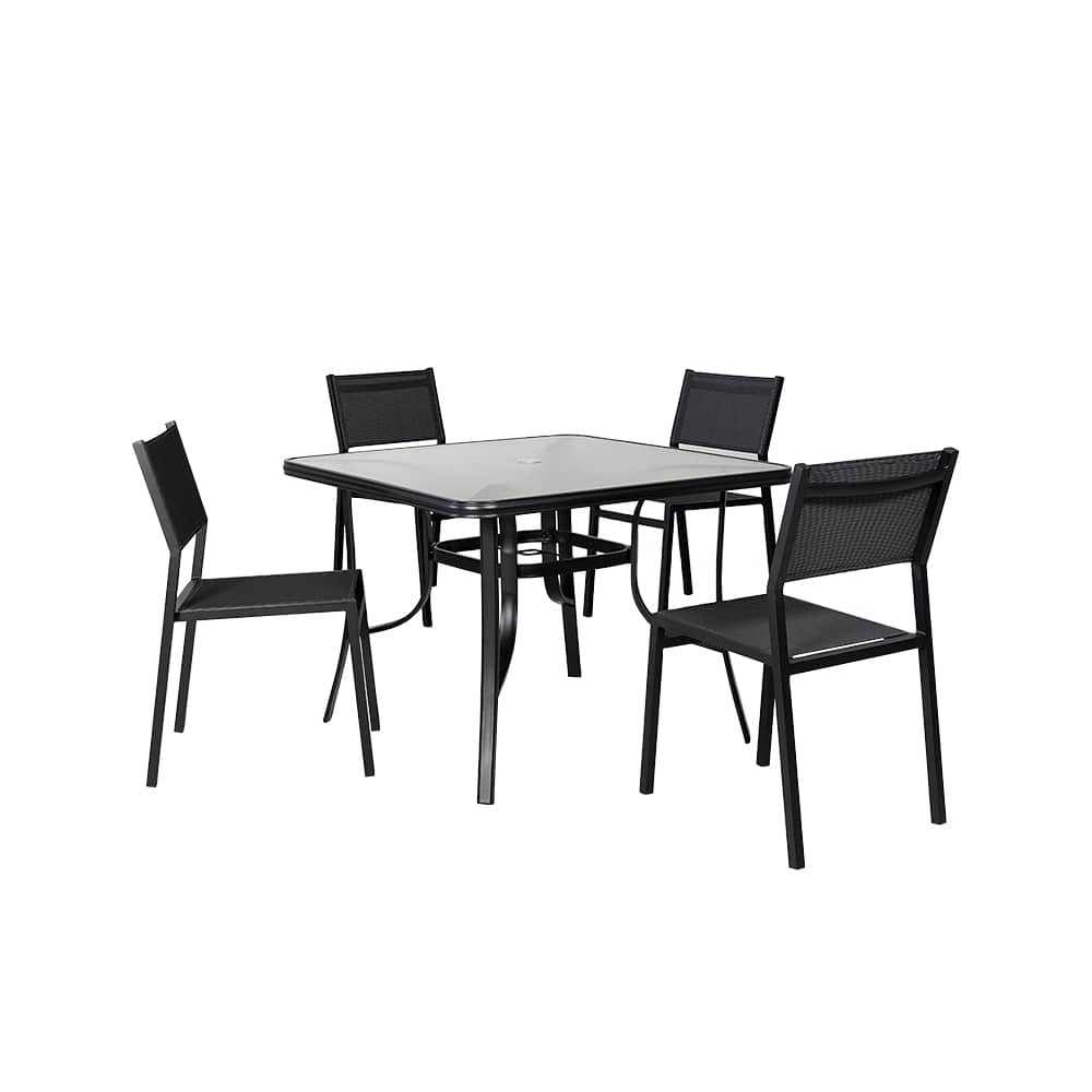 Table de jardin carrée en acier noire 40&nbsp;po VERTUO