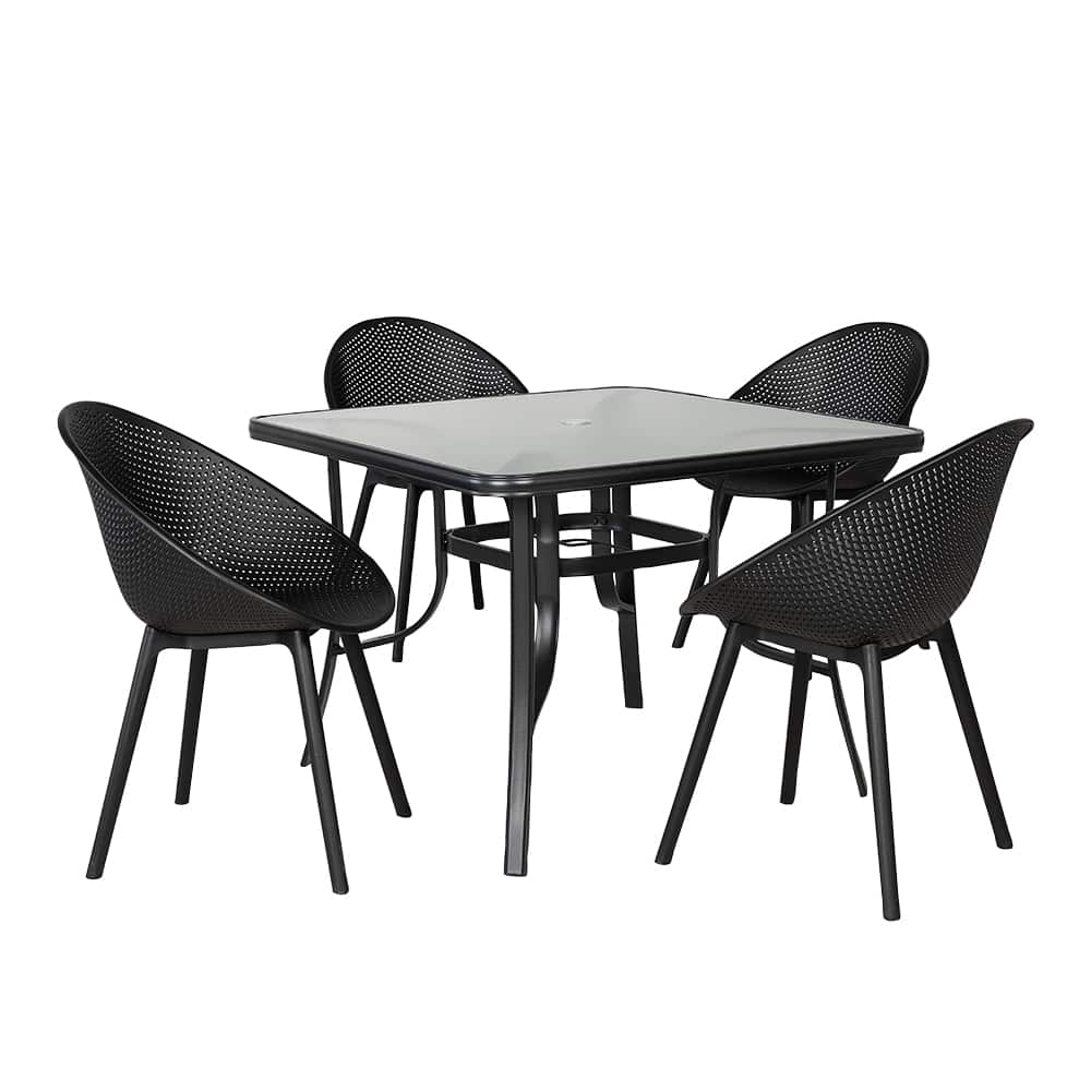 Table de jardin carrée en acier noire 40&nbsp;po VERTUO