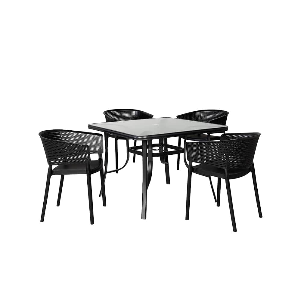 Table de jardin carrée en acier noire 40&nbsp;po VERTUO