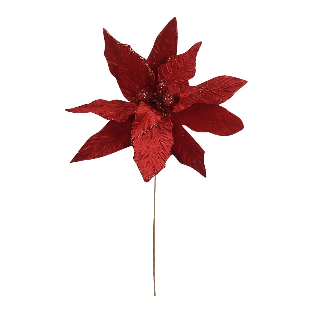 Pic décoratif poinsettia rouge 28 po