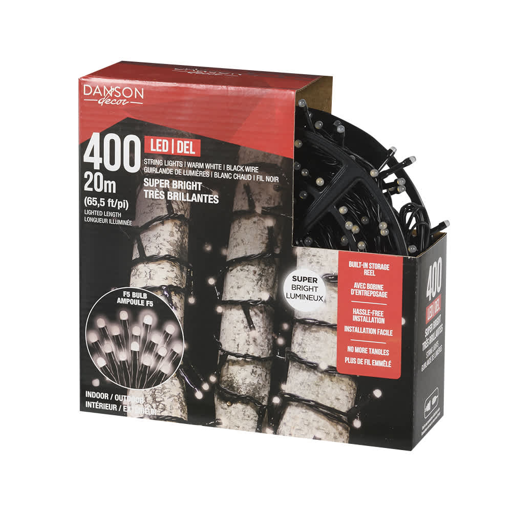 Jeu de 400 lumières DEL blanc&nbsp;chaud
