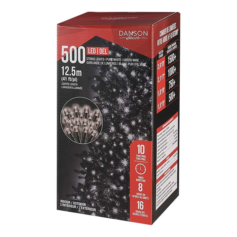 Jeu de 500 lumières DEL blanc pur