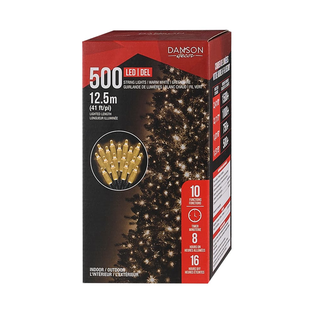Jeu de 500 lumières DEL blanc chaud