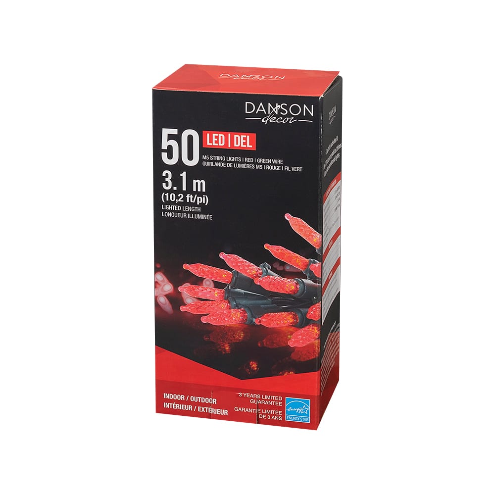 Jeu de 50 lumières DEL M5 rouge