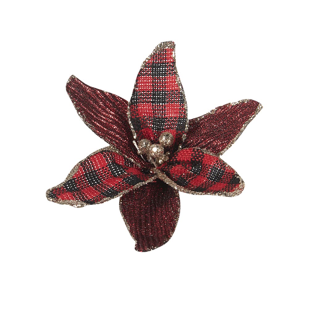 Poinsettia à pince Buffalo rouge 6 po