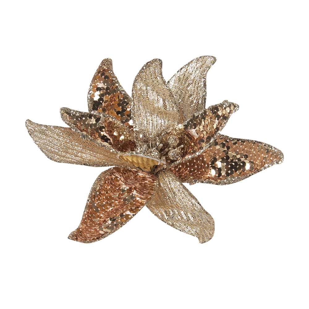 Poinsettia à pince or 6 po