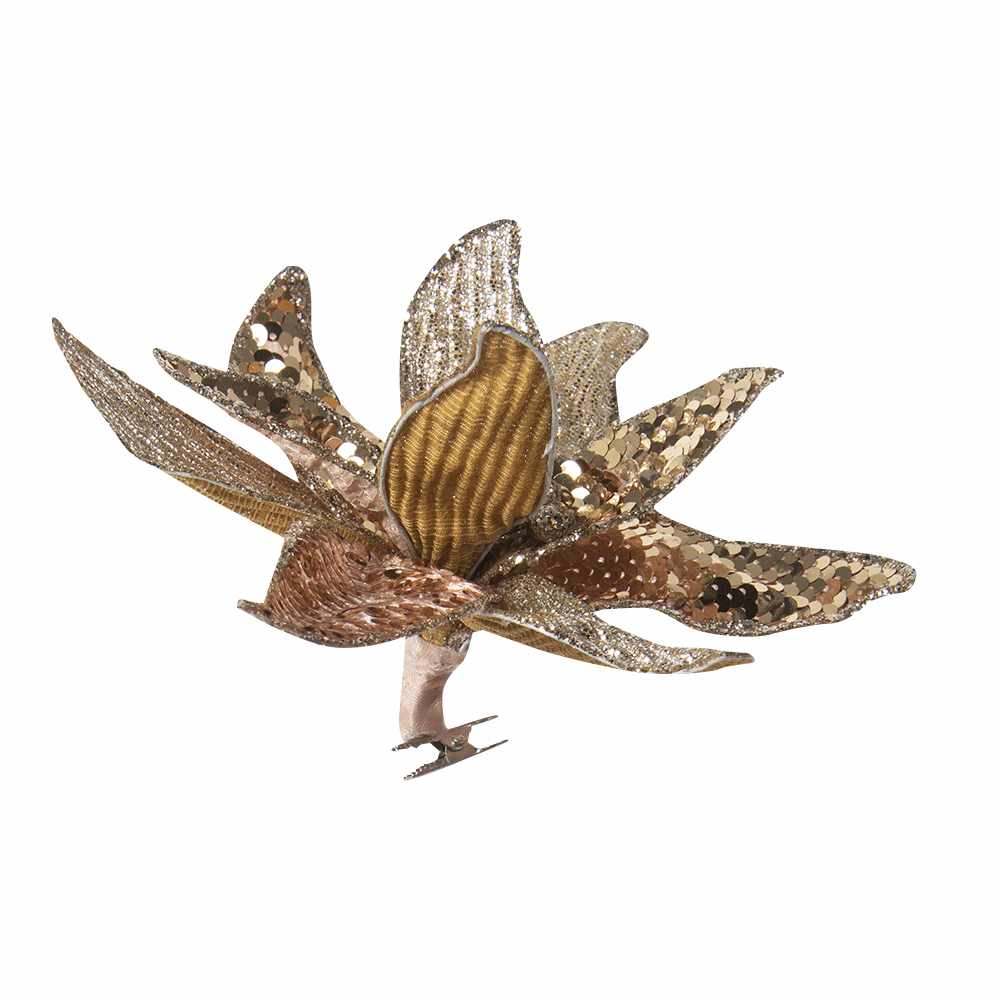 Poinsettia à pince or 6 po