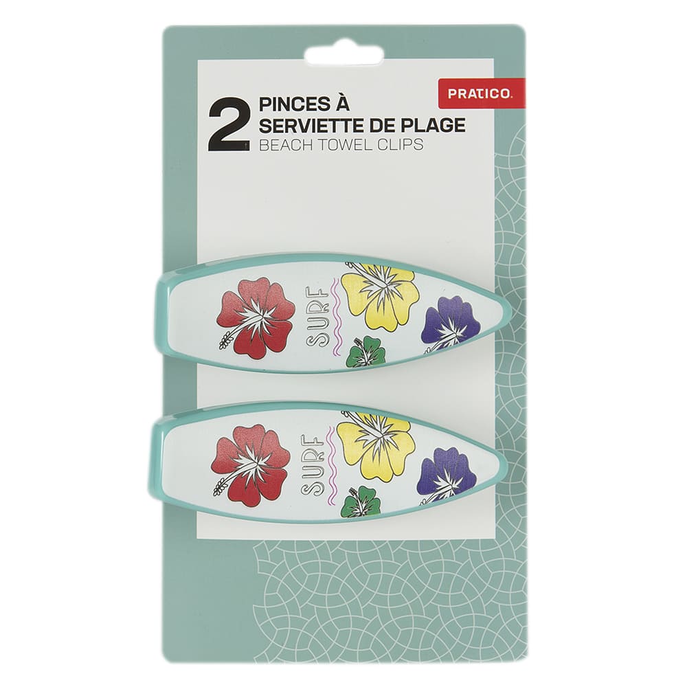 Pinces à serviette de plage Surf Pqt/2