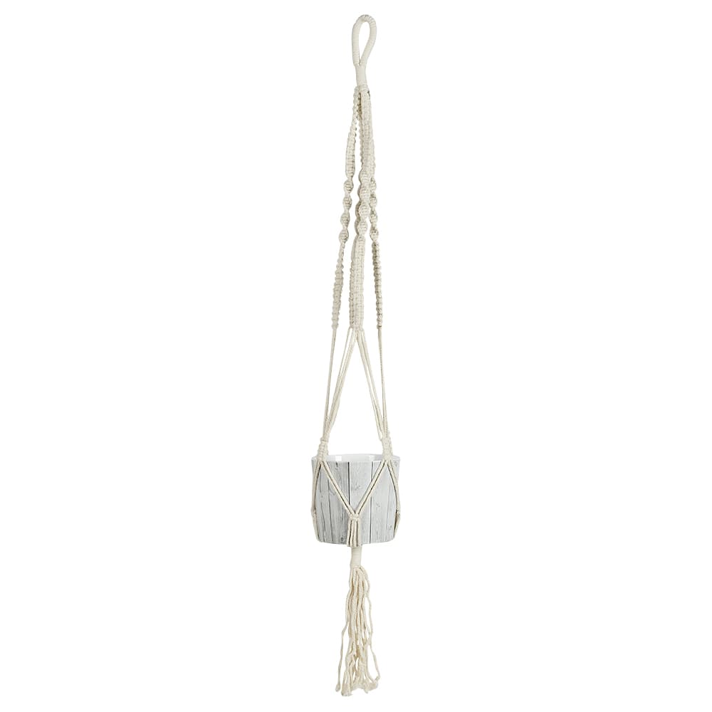Suspension pour pot en macramé beige 39 3/8 po VERTUO