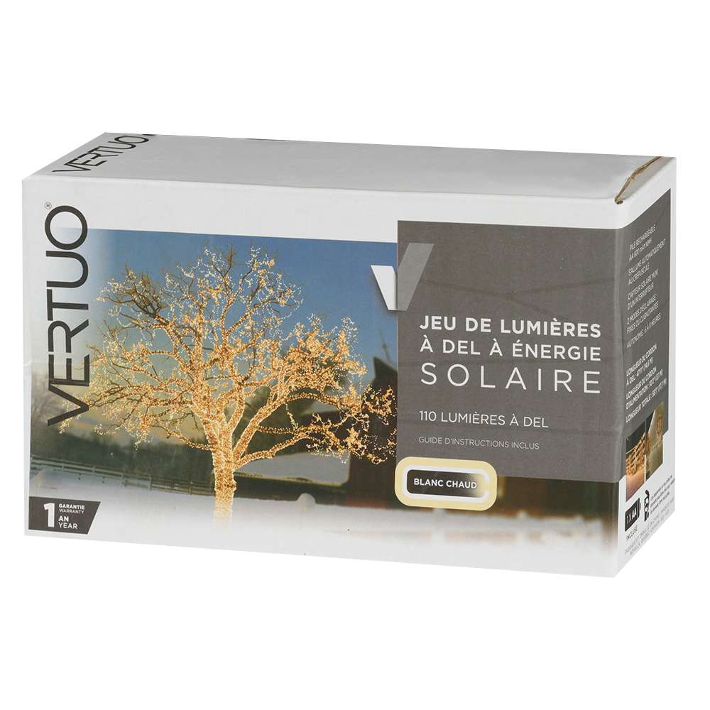 Jeu de 110 lumières DEL à énergie solaire blanc chaud
