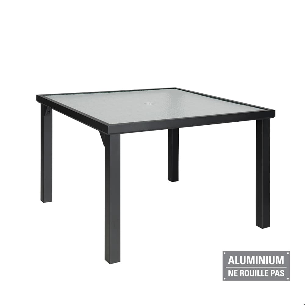 Table de jardin carrée en aluminium noire 42&nbsp;1/8&nbsp;po VERTUO