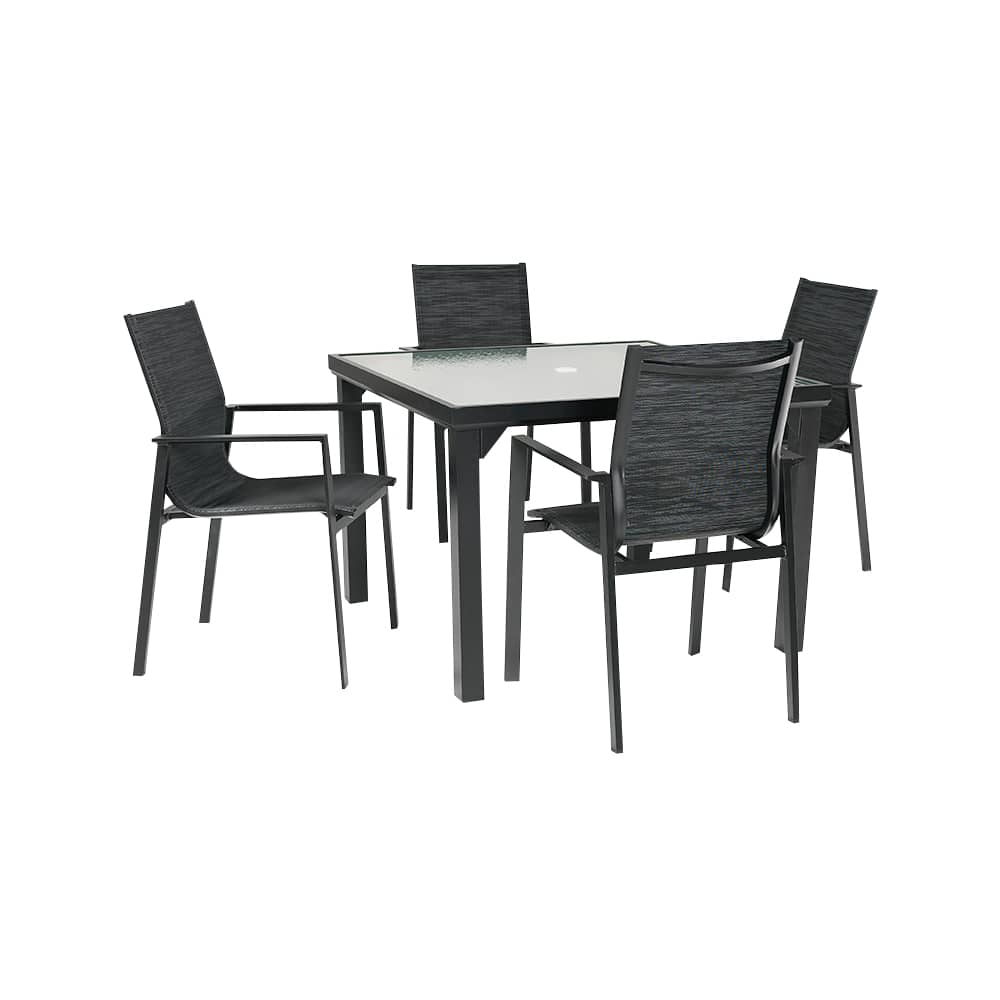 Table de jardin carrée en aluminium noire 42&nbsp;1/8&nbsp;po VERTUO