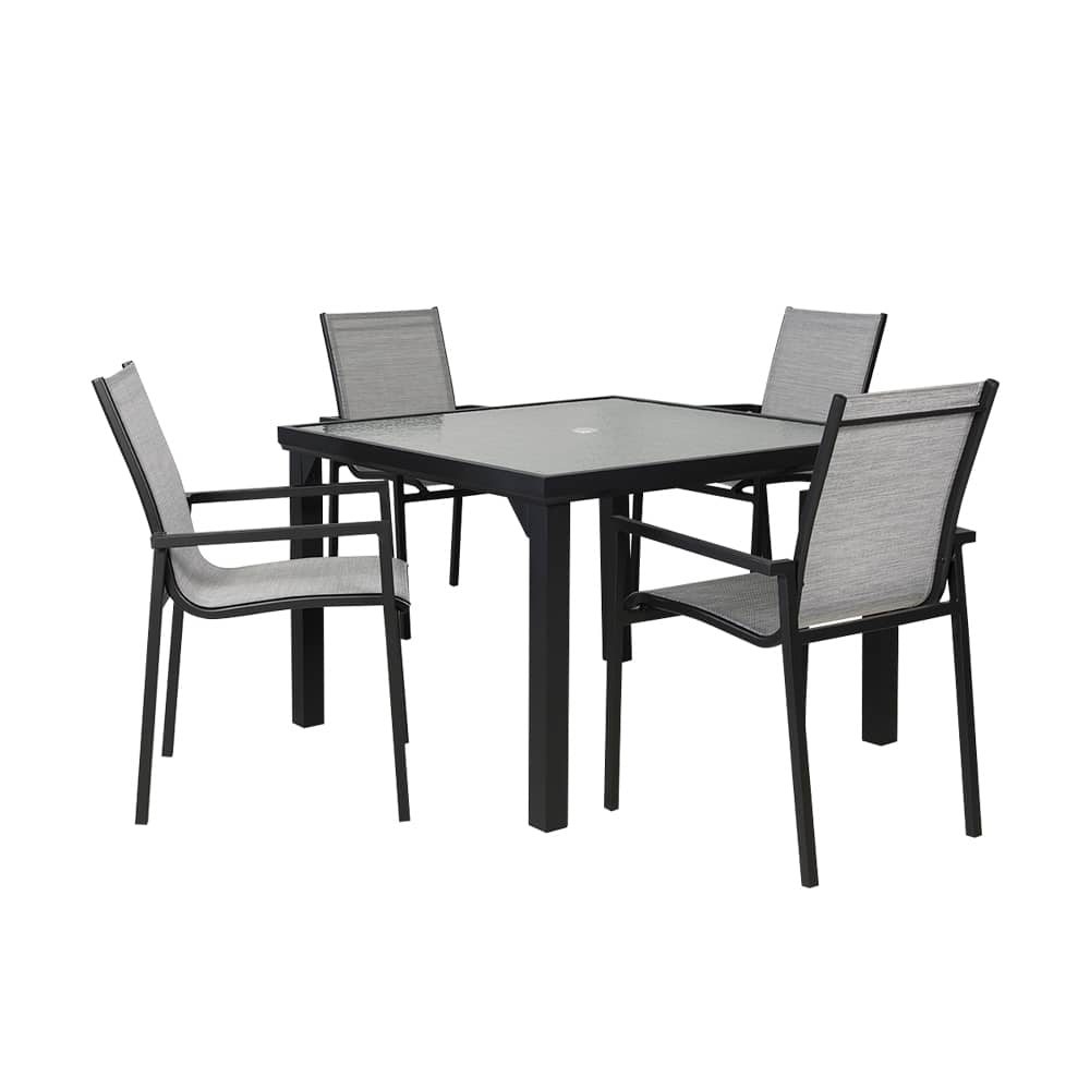 Table de jardin carrée en aluminium noire 42&nbsp;1/8&nbsp;po VERTUO