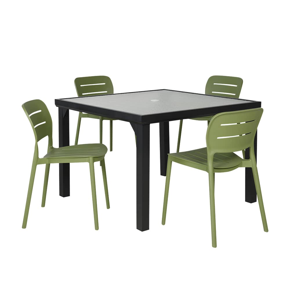 Table de jardin carrée en aluminium noire 42&nbsp;1/8&nbsp;po VERTUO