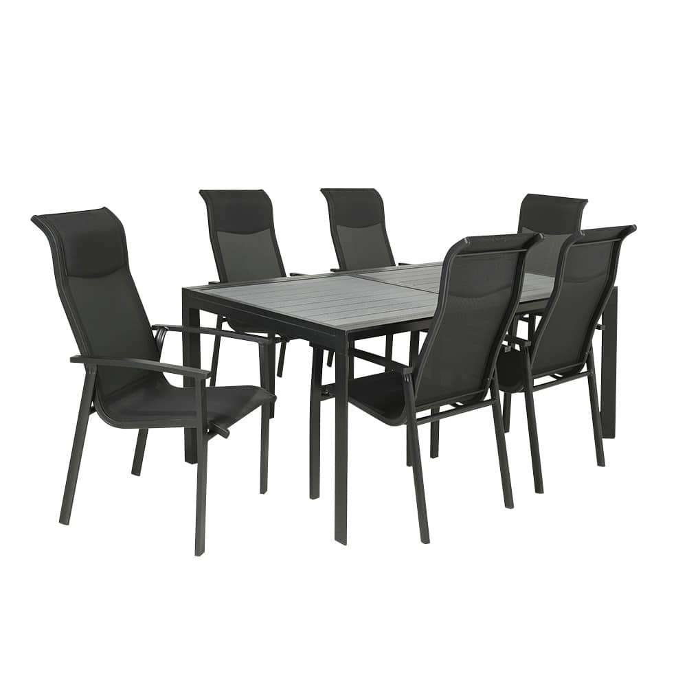 VERTUO Black Aluminum Comfort High Back Patio Chair