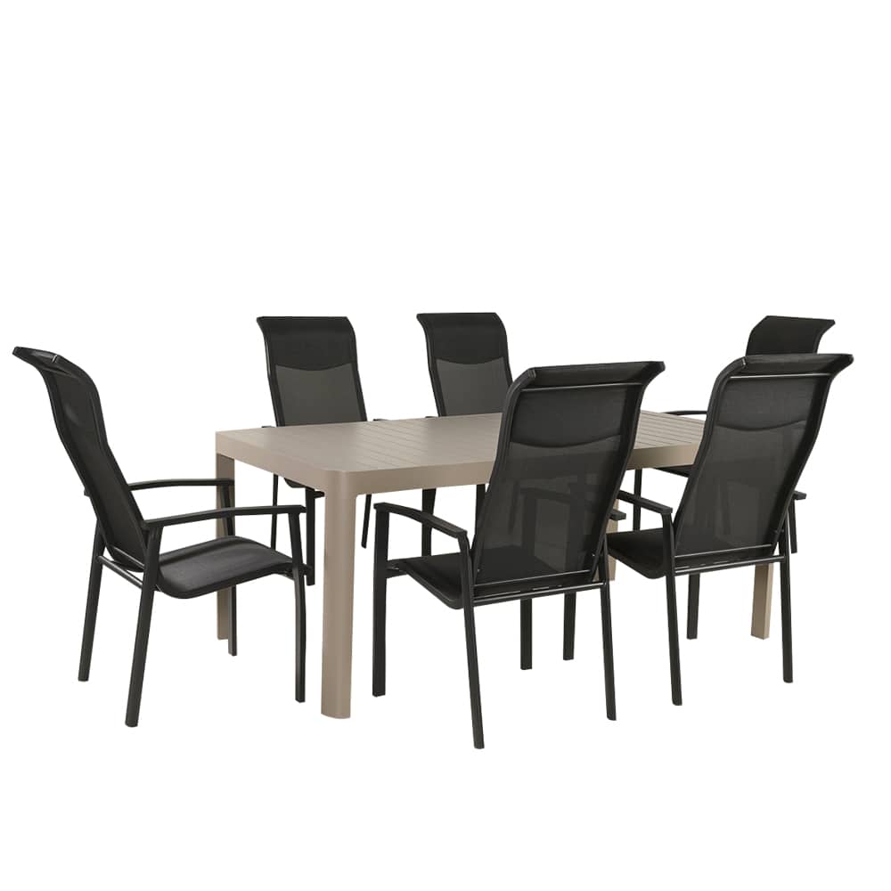 VERTUO Black Aluminum Comfort High Back Patio Chair