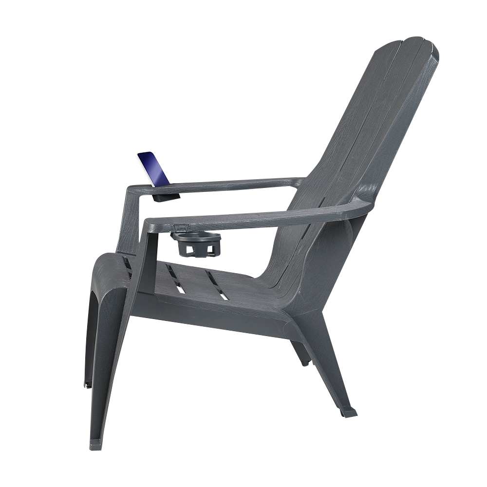 Chaise Adirondack de luxe en résine gris foncé GRACIOUS LIVING