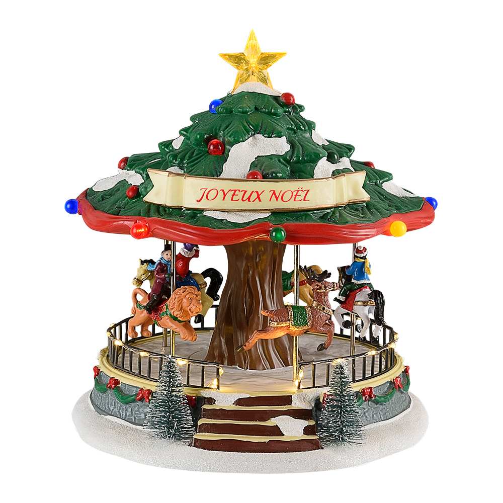 Illuminated Joyeux Noël Musical Carousel