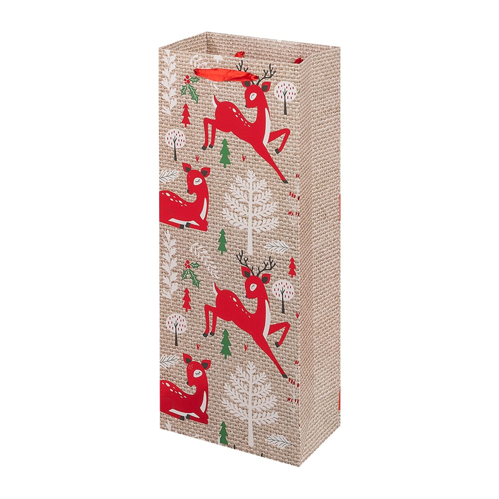 Sac cadeau de Noël bouteille de vin