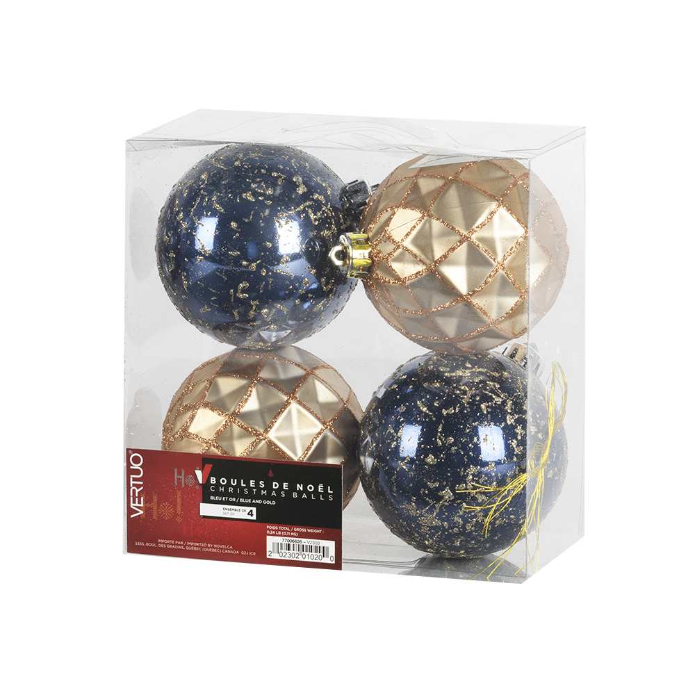Boules de Noël 3 1/8 po Ens/4