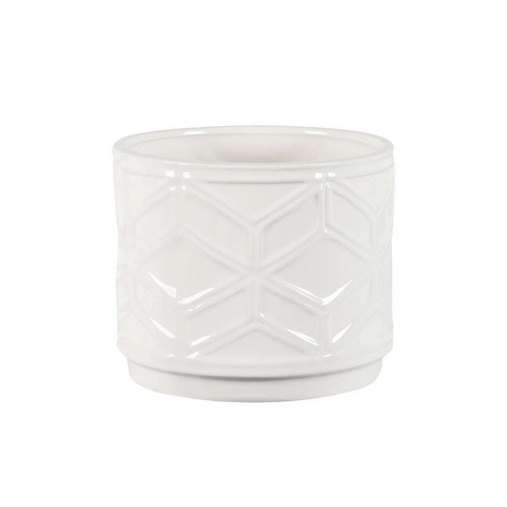 Cache-pot Hexago blanc 6 1/8 po VERTUO