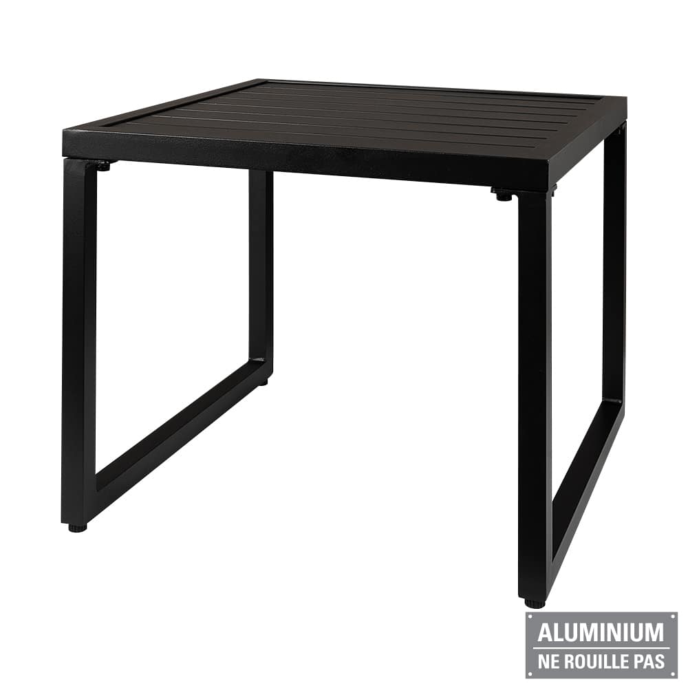 Table d'appoint carrée en aluminium noire 18&nbsp;3/4&nbsp;po VERTUO