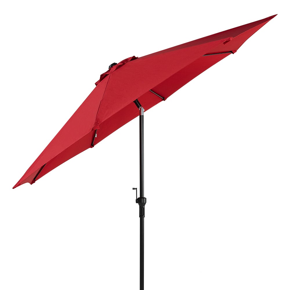 Parasol inclinable rouge avec mât en aluminium 9 pi VERTUO