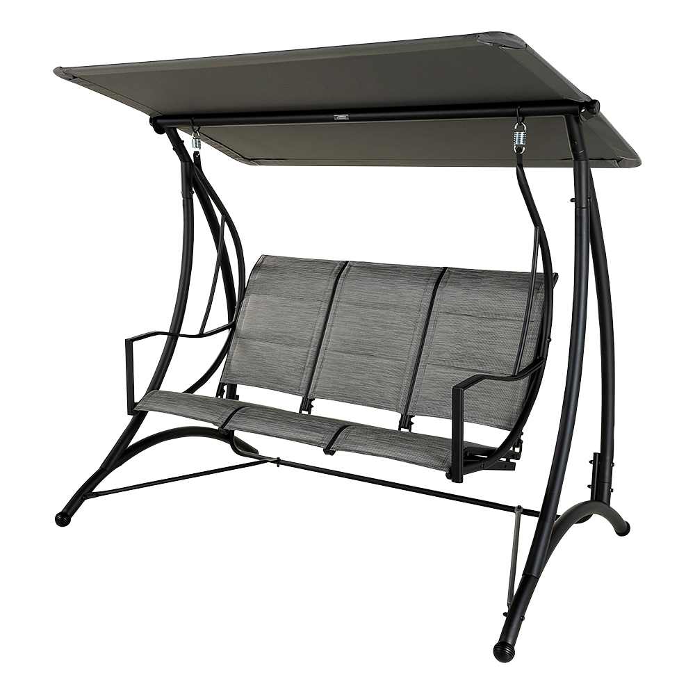 Deluxe Black & Grey Steel 3-Seater Swing