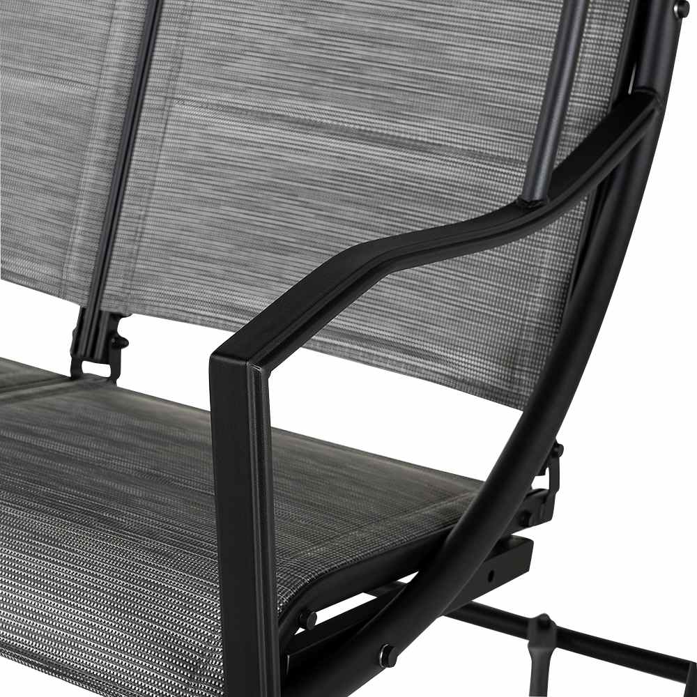 Deluxe Black & Grey Steel 3-Seater Swing